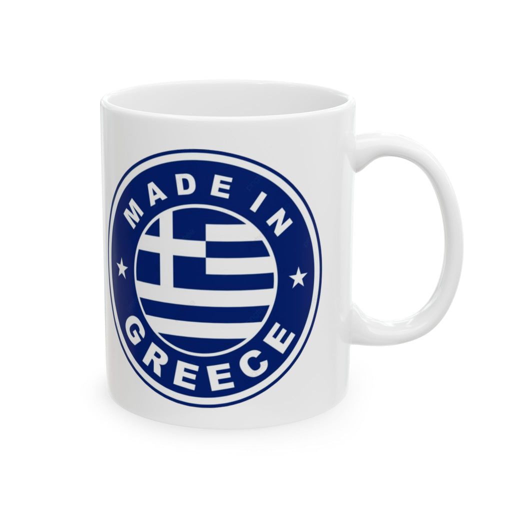 Made in Greece Mug (Design) — Blue Greek Emblem Coffee Cup (11oz, 15oz)