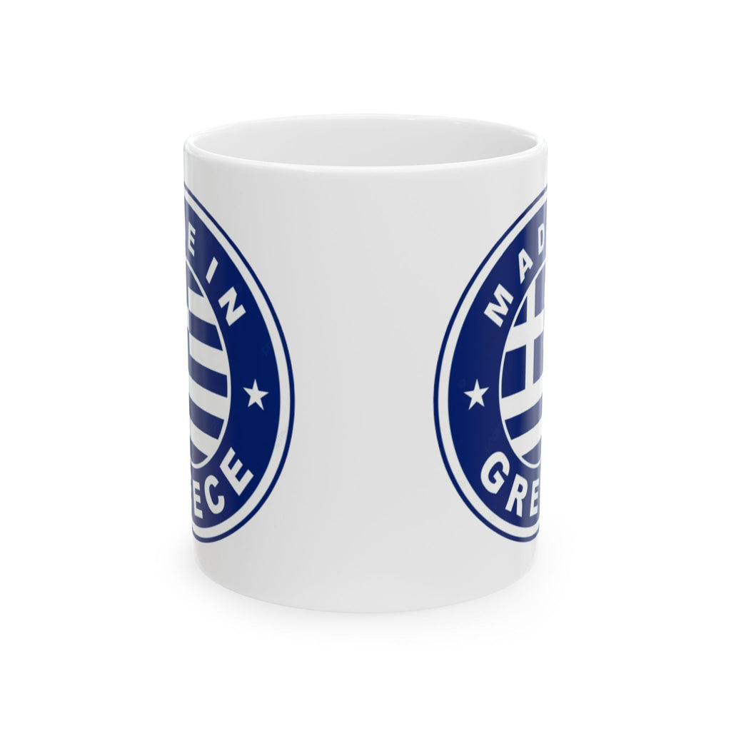 Made in Greece Mug (Design) — Blue Greek Emblem Coffee Cup (11oz, 15oz)