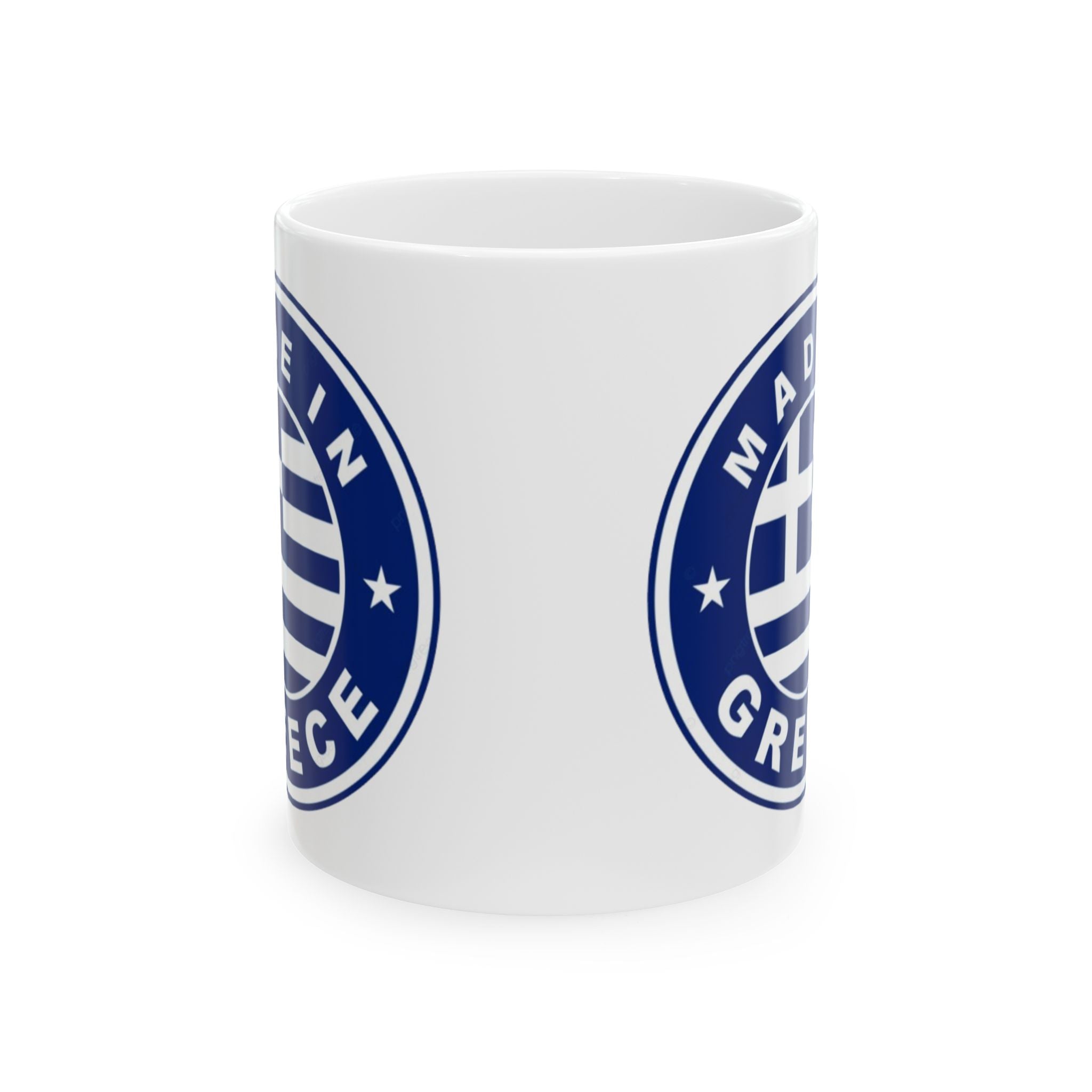 Made in Greece Mug (Design) — Blue Greek Emblem Coffee Cup (11oz, 15oz)