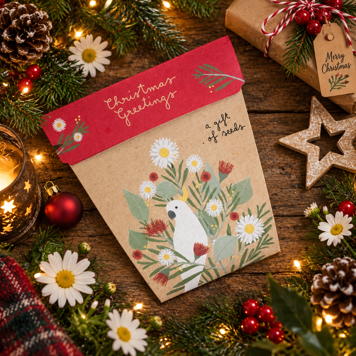 Sow 'n Sow Gift of Seeds Christmas Greetings - Everlasting Daises